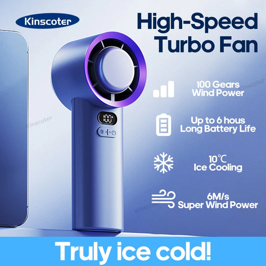 TurboBreeze Mini: Battery Operated Personal Fan with Adjustable 100 Wind Speeds